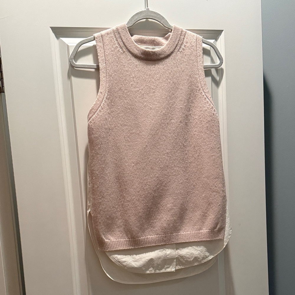 Brochu Walker sleeveless sweater with attached blouse - light tan - small
